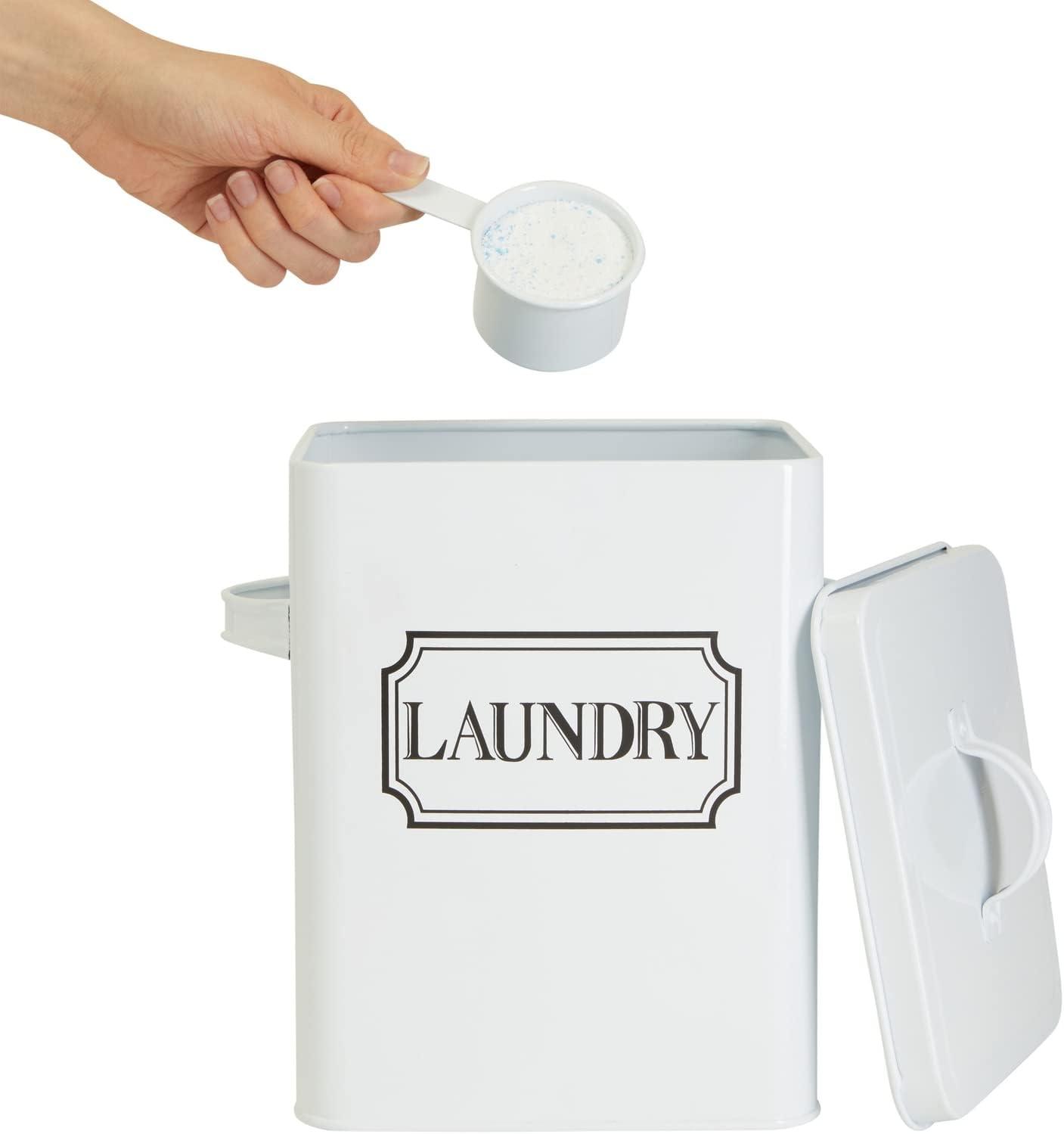 Juvale Laundry Detergent Container for Powder, Beads, Pods, Laundry Canister with Scoop for Bathroom, 100 Oz Capacity, 9x7x6 In