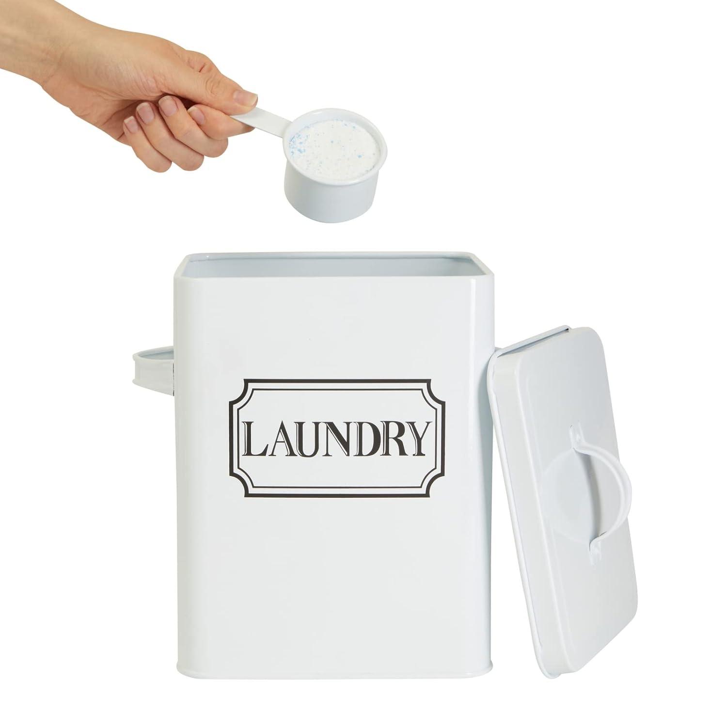 Juvale Laundry Detergent Container for Powder, Beads, Pods, Laundry Canister with Scoop for Bathroom, 100 Oz Capacity, 9x7x6 In