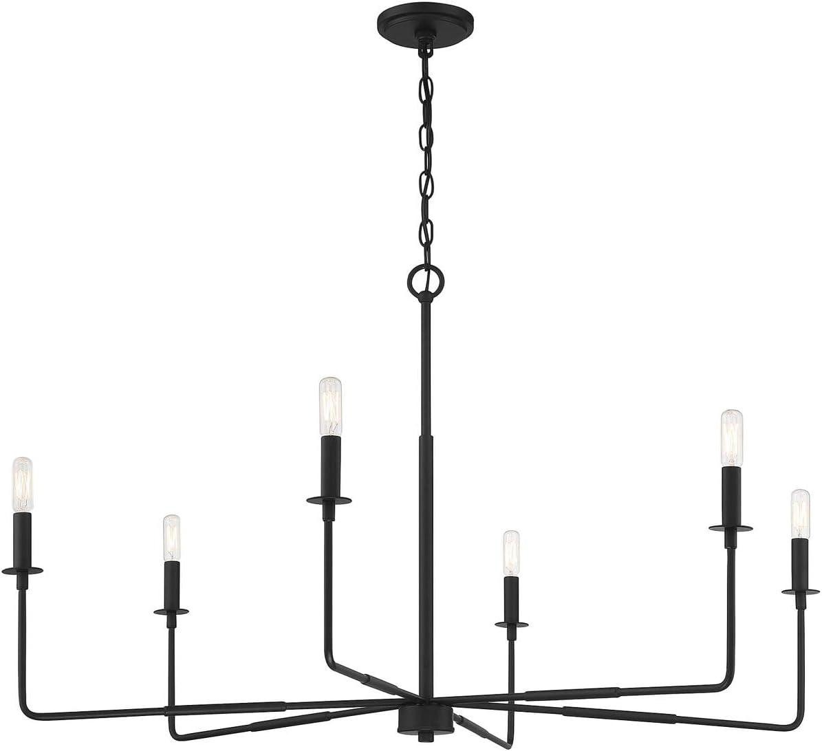 Salerno Matte Black Rustic 6-Light Chandelier (42" W x 25" H)