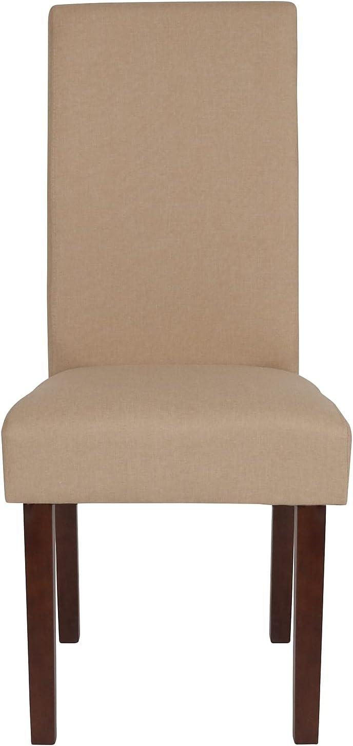 Flash Furniture Greenwich Series Beige Fabric Upholstered Panel Back Mid-Century Parsons Dining Chair