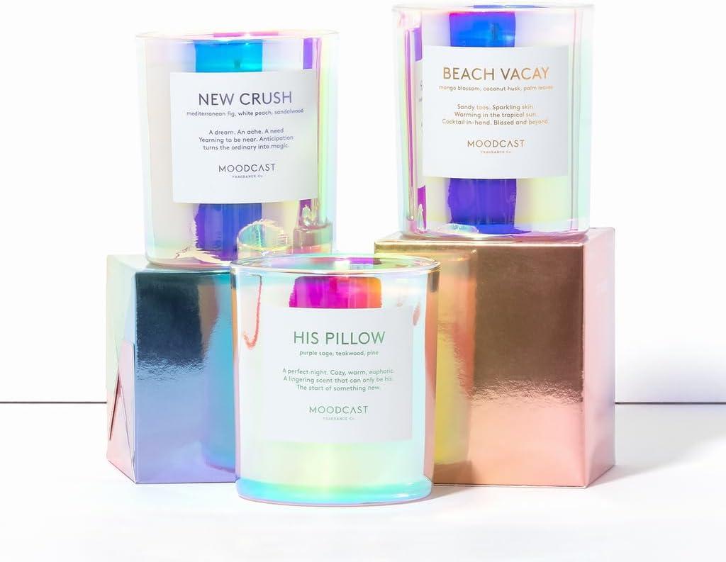 Beach Vacay Iridescent Glass Scented Candle with Mango Blossom and Coconut