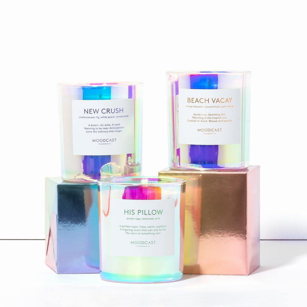 Beach Vacay Iridescent Glass Scented Candle with Mango Blossom and Coconut