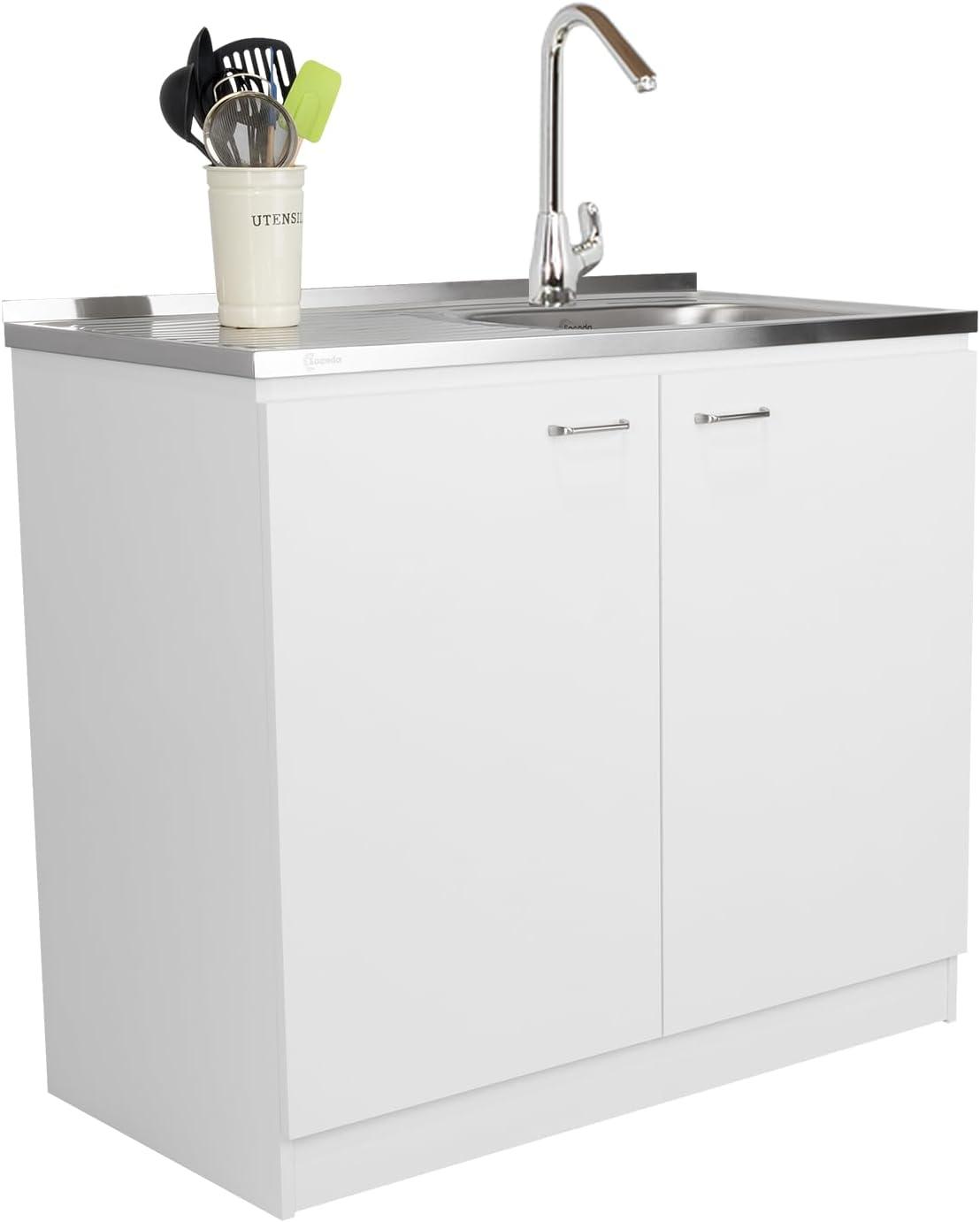 TUHOME Napoles Utility Sink Cabinet With Integrated Steel Sink