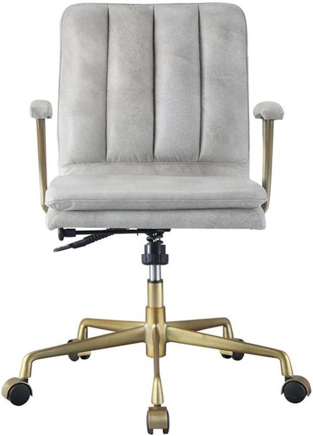 Damir Office Chair in Vintage White Top Grain Leather and Chrome