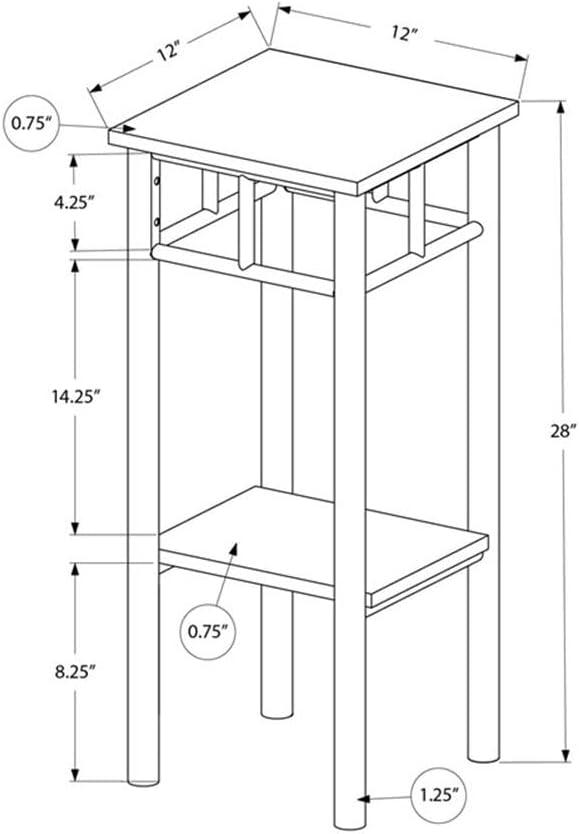 Accent Table Side End Plant Stand Square Living Room Bedroom Metal Black