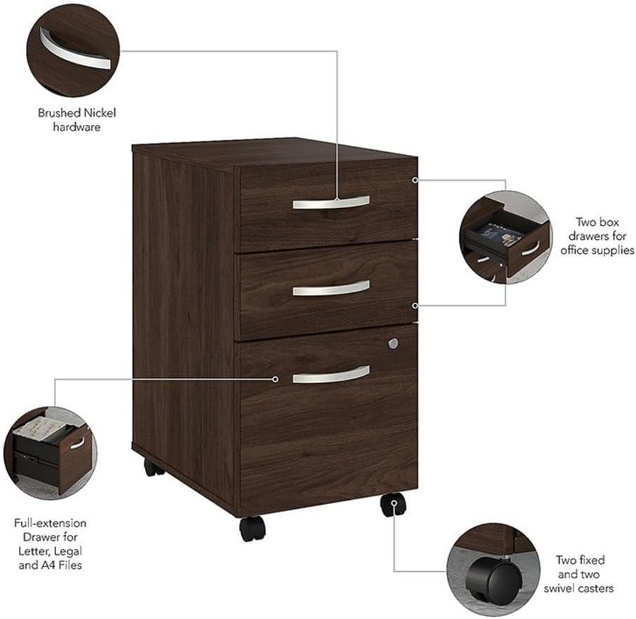 Bush Business Furniture Studio C L Shaped Desk with Mobile File Cabinet and Return