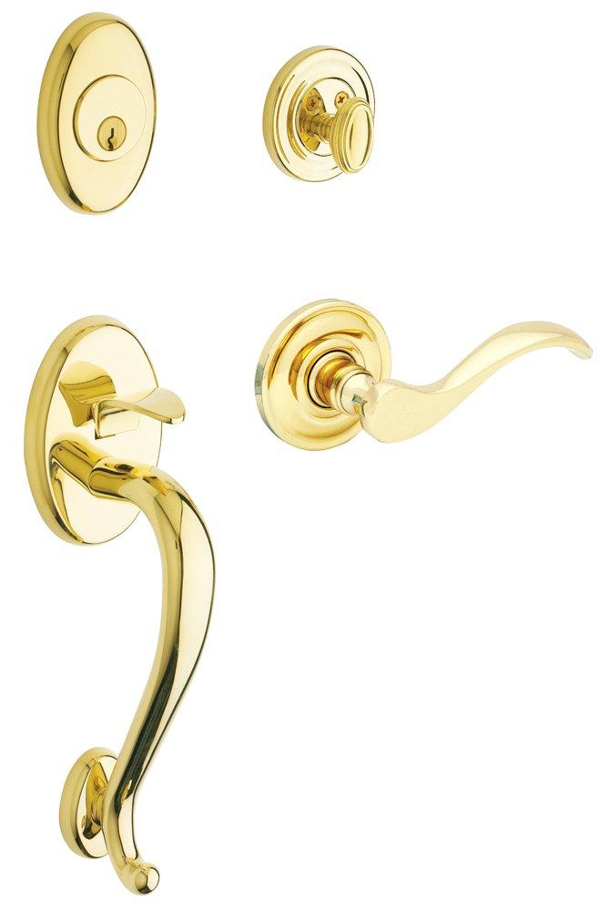 Baldwin 85315.003.Lent Logan Sectional Trim Left HandHandleset with Wave Lever, Lifetime Polished Brass