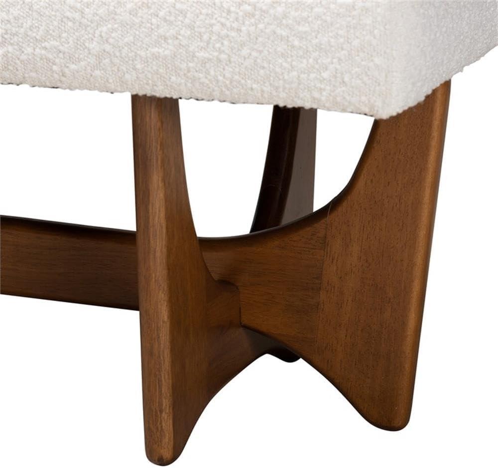 Baxton Studio Theo Japandi Cream Boucle Fabric and Walnut Brown Finished Wood Bench