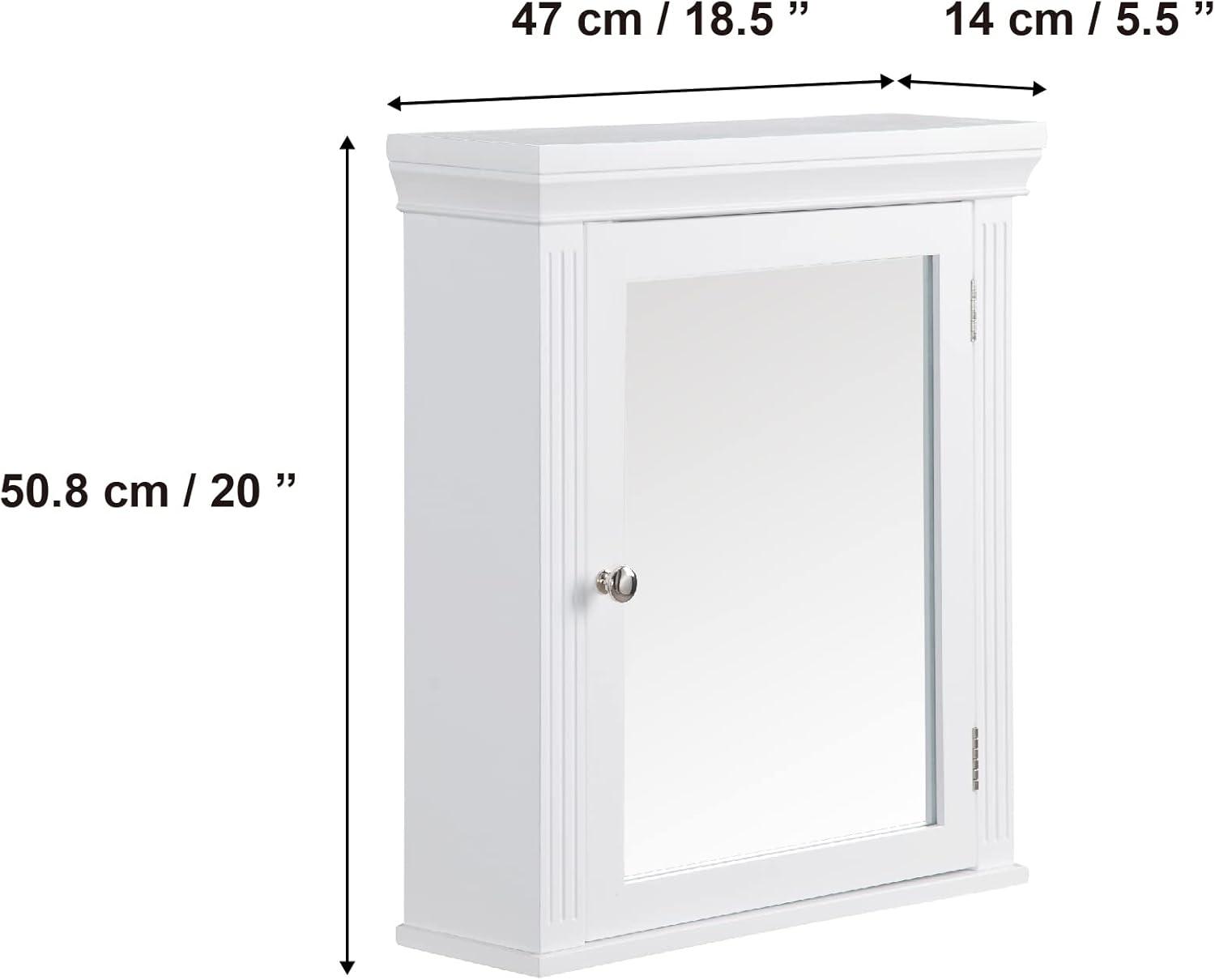 Chestnut Medicine Wall Cabinet White - Elegant Home Fashions: Teamson Home, Chrome Hardware, Adjustable Shelf