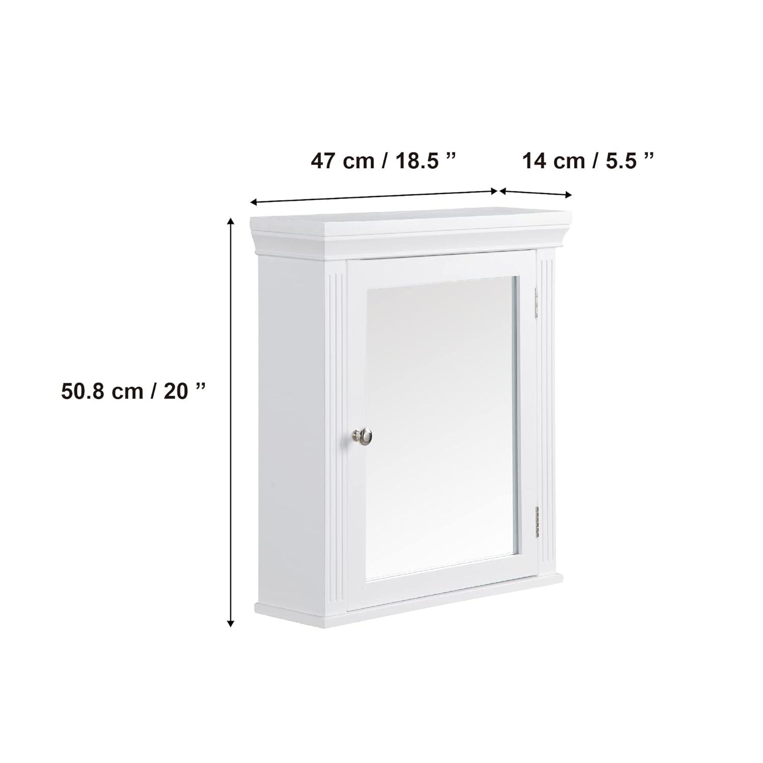 Chestnut Medicine Wall Cabinet White - Elegant Home Fashions: Teamson Home, Chrome Hardware, Adjustable Shelf