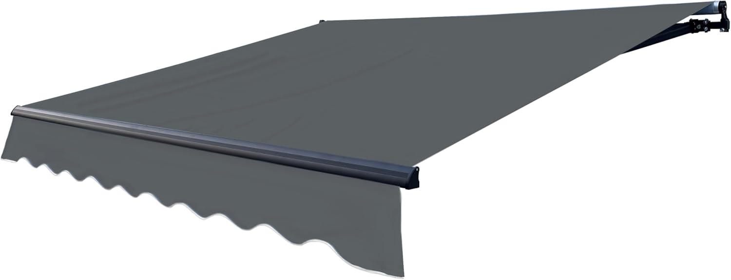 Retractable Home Patio Awning | Deck Canopy |UV Protection Sunshade | Manual Black Frame | Upgraded 2024