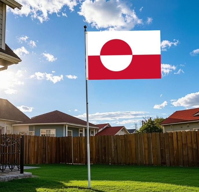 AGAS Greenland Flag 3x5 ft Double Stitched Hem 100% Polyester Metal Grommets Indoor Denmark Greenlander National Flag