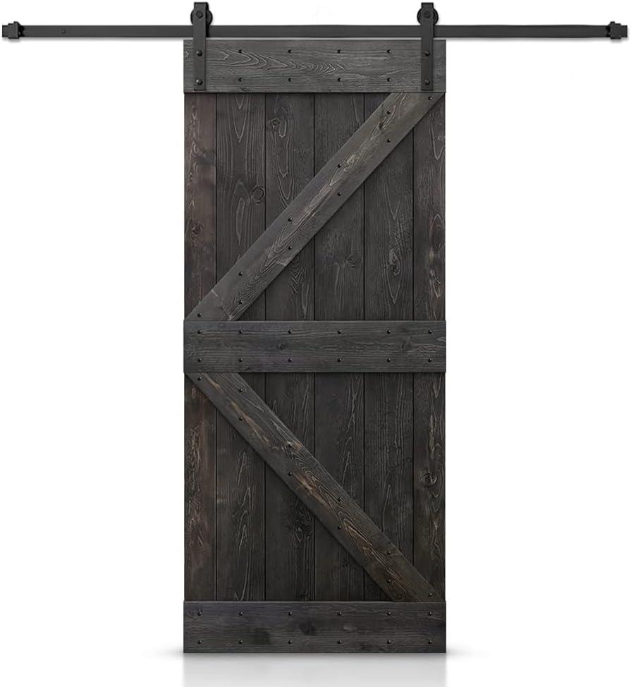 TMS 36'' x 84'' Solid Wood Paneled Painted with Installation Hardware Kit Barn Door