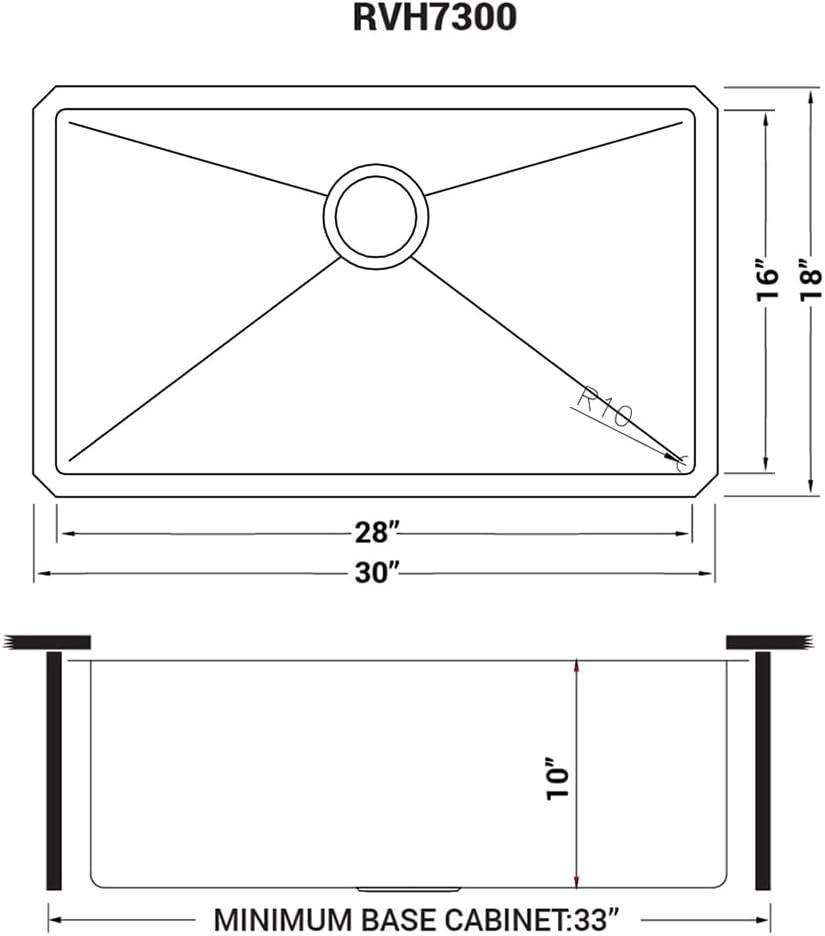 Ruvati 30-inch Undermount 16 Gauge Stainless Steel Rounded Corners Kitchen Sink Single Bowl