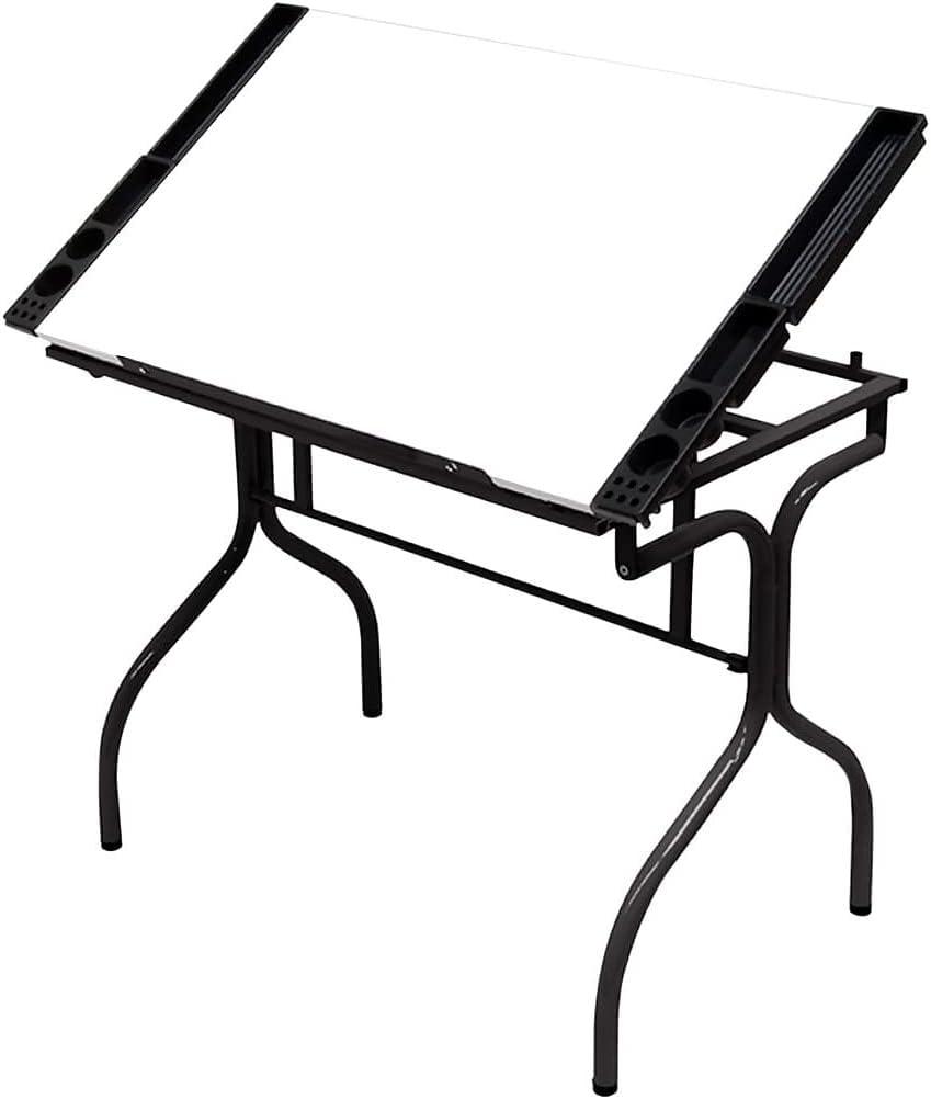 studio designs Craft Desk Black: Powder-Coated Finish, Wood Composite, Metal Frame, 35° Tilt Drafting Table