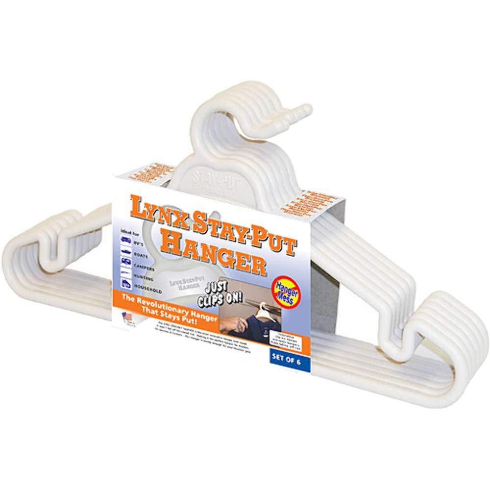 Lynx Stay-Put Plastic Hangers for RVs, Campers, Boats & Home, 6-Pack, 1200W, White, Plastic