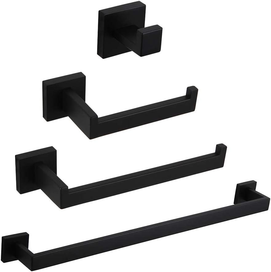 Matte Black Stainless Steel 4-Piece Bathroom Hardware Set