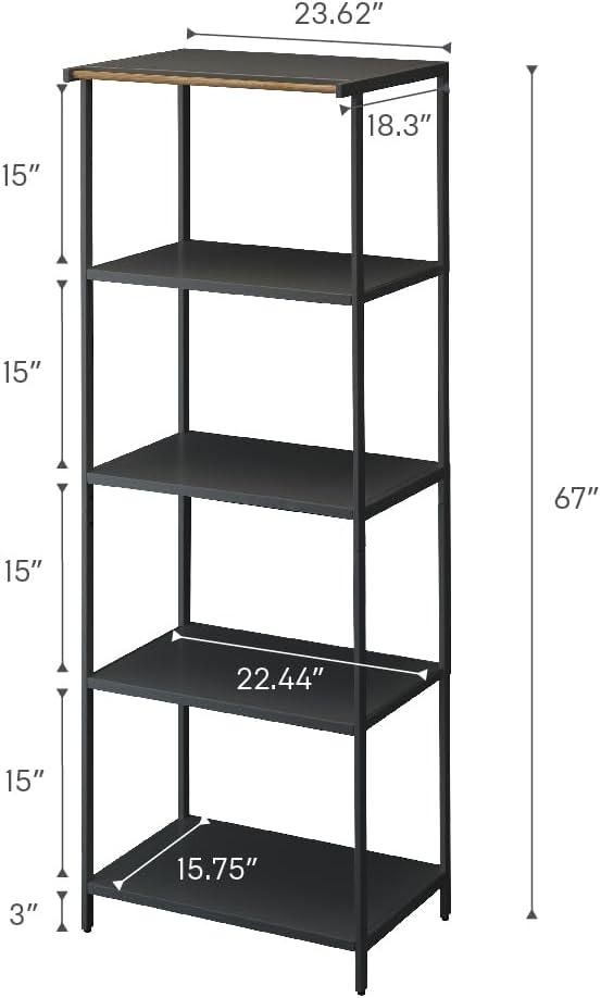 Yamazaki Home Storage Rack - Three Sizes, Black, Steel, 67-Inch, Supports 64.9 pounds, Adjustable