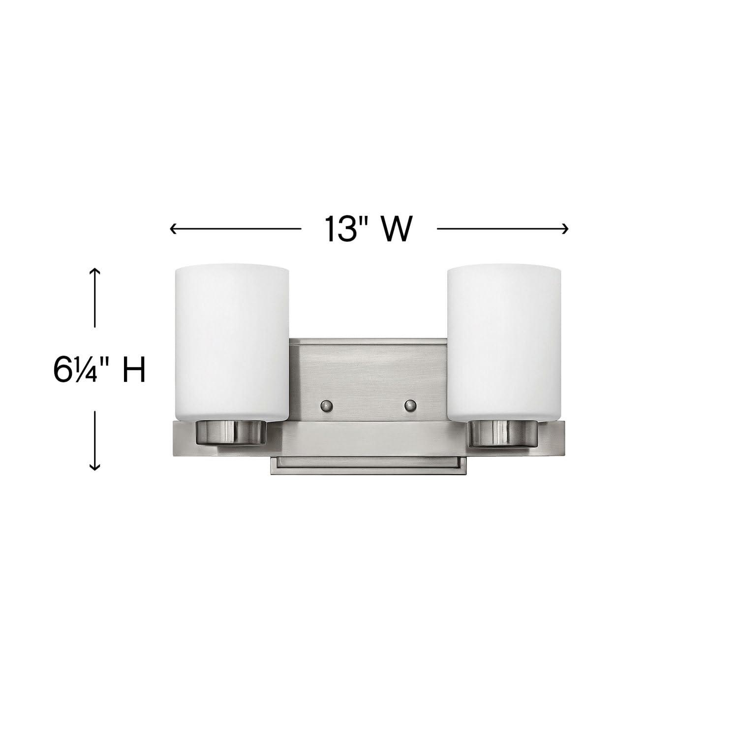 Chrome 2-Light Dimmable Bathroom Vanity Fixture with Opal Glass Shades