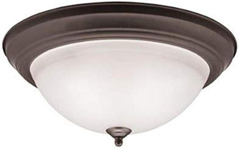 Transitional 15'' Distressed Bronze Flush Mount with White Dome Shade