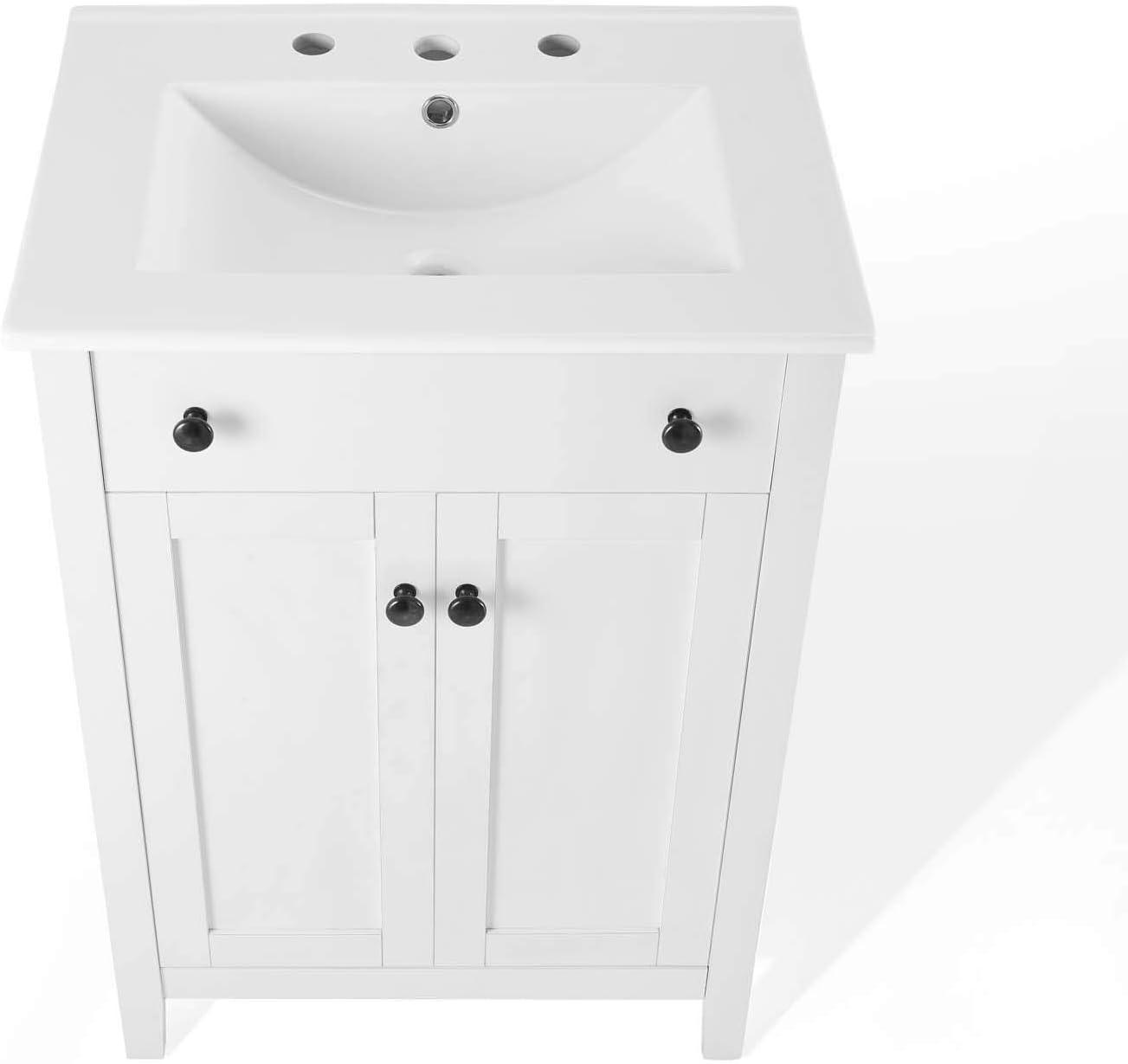 Nantucket 24" Sleek White Bathroom Vanity with Soft-Close Doors