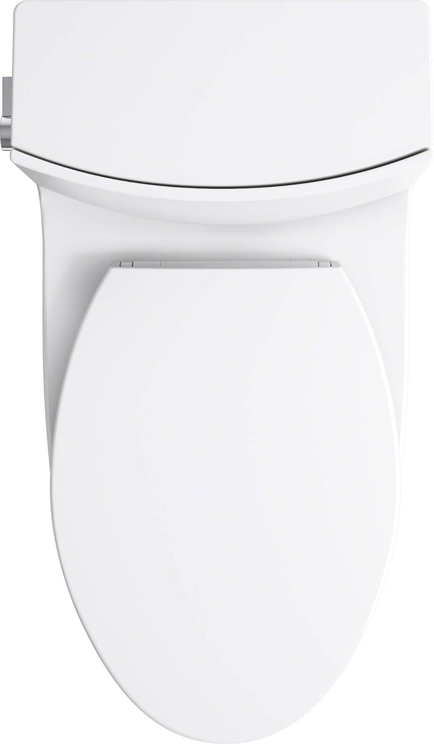 Veil White Polished Elongated Dual-Flush Free Standing Toilet