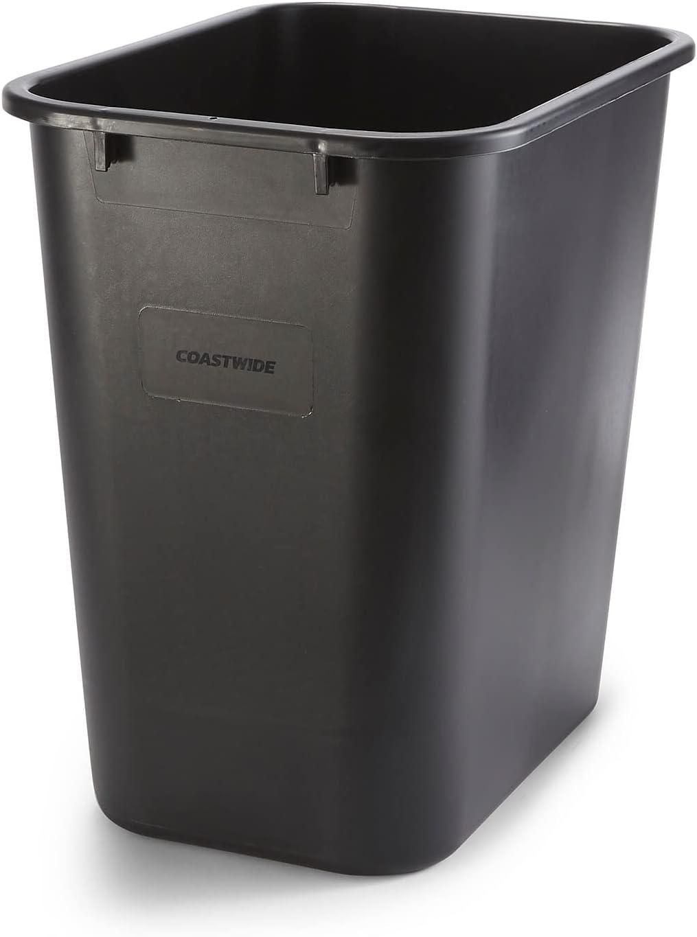 Brighton Soft Molded Wastebasket 7 Gallons Black 15"H x 14 1/2"W x 10 1/2"D CW56429