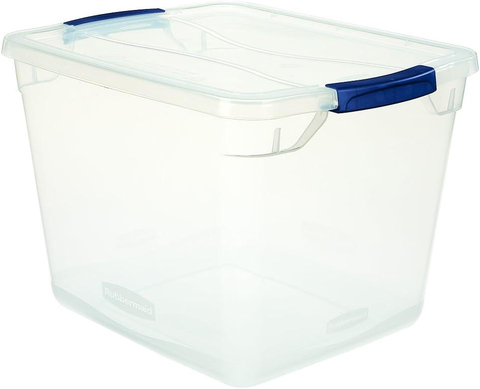 Clear Polypropylene 30-Quart Storage Tote with Latching Lid