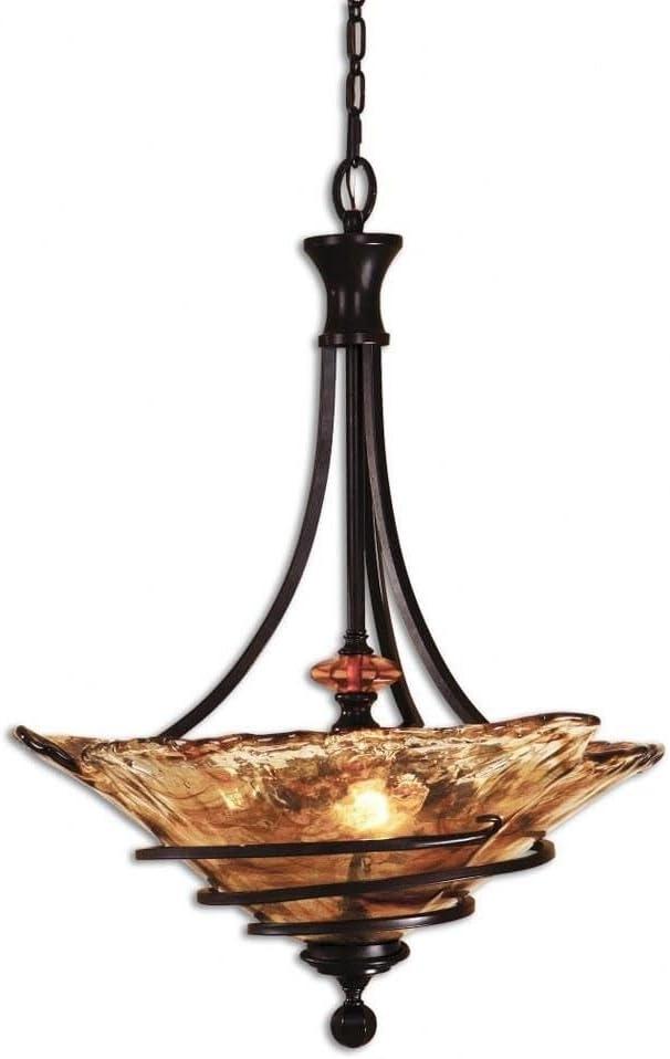 Uttermost Vitalia 3-Light Metal Glass and Resin Pendant in Oil Rubbed Bronze