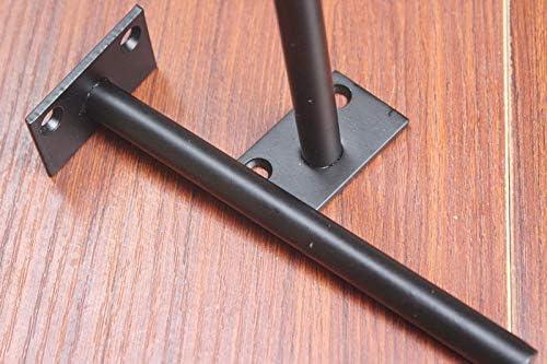 8 Pcs 6" Black Solid Steel Floating Shelf Bracket Blind Shelf Supports - Hidden Brackets for Floating Wood Shelves - Concealed Blind Shelf Support – Screws and Wall Plugs Included