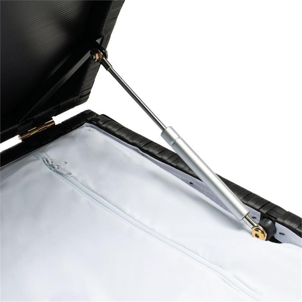 Oliveira Outdoor Cushion Deck Box - Black/White Cushion - Safavieh