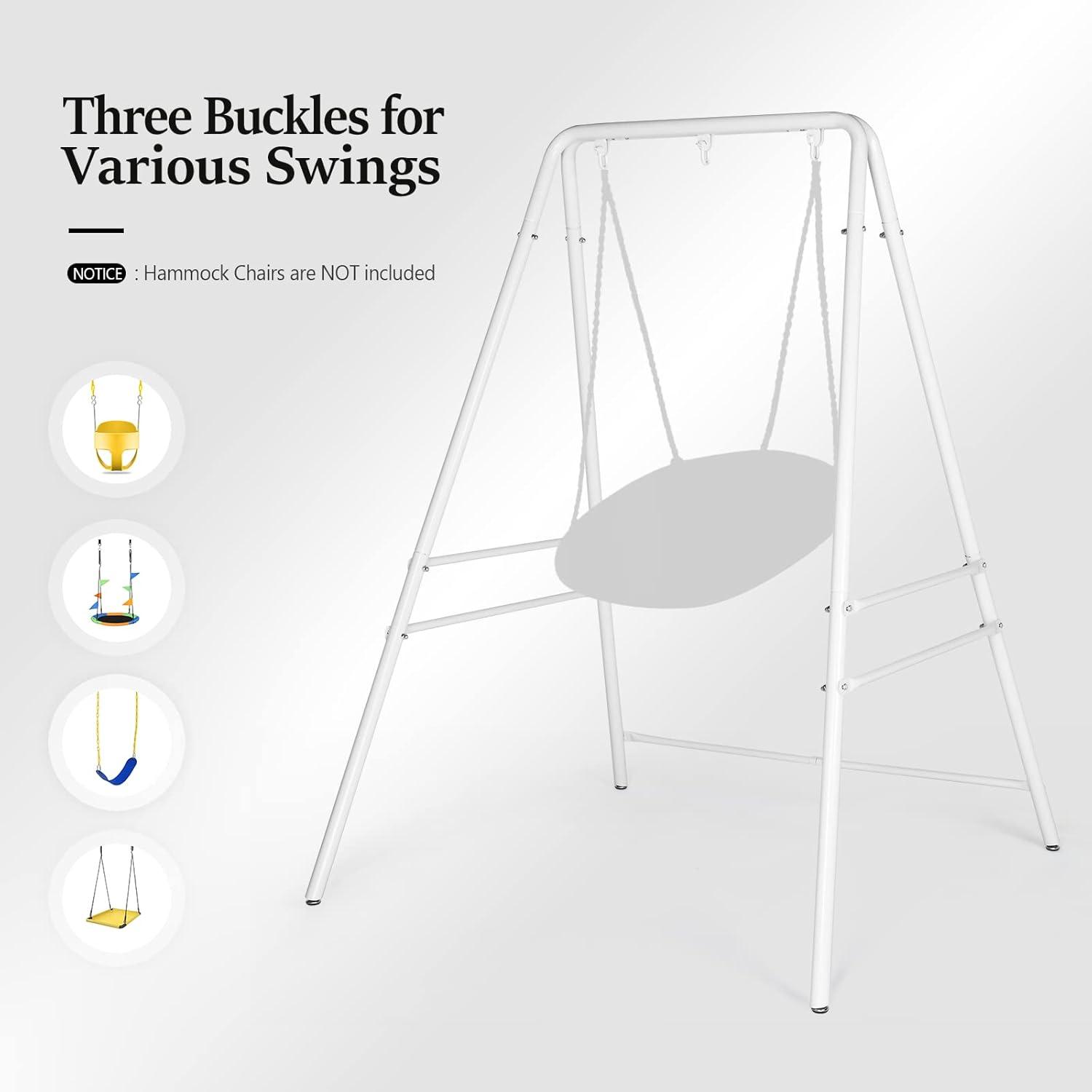 White Powder-Coated Heavy Duty Metal Hammock Chair Stand