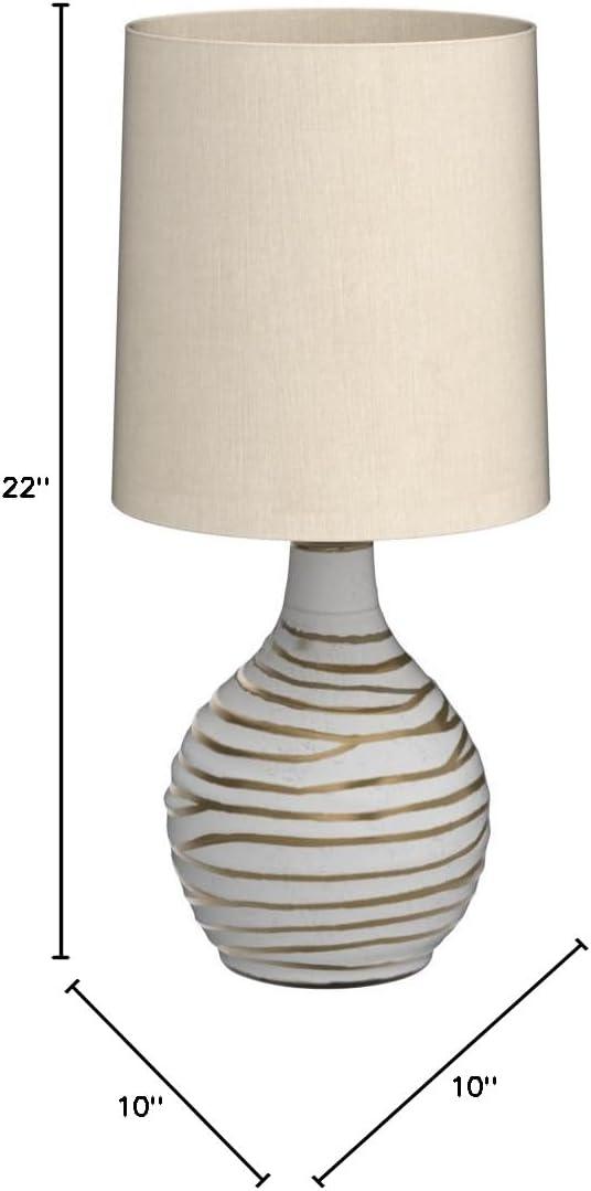 Aleela Table Lamp White/Gold - Signature Design by Ashley: Metallic Antiqued Finish, Drum Shade, 22.25" Height