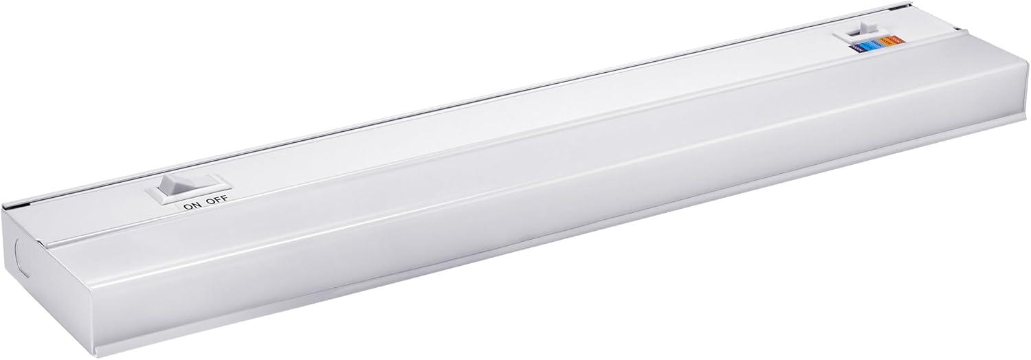 Maxxima 18 in. Hardwired LED Under Cabinet Light - 750 Lumens, 5 CCT, Color Temperature Slide Control, 2700K - 5000K, Kitchen and Indoor Lighting Fixture, White, On/Off Switch, ETL Listed