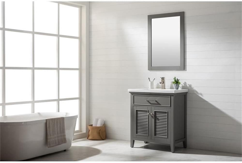 Design Element Cameron 30" Wood Single Sink Vanity In Gray Finish