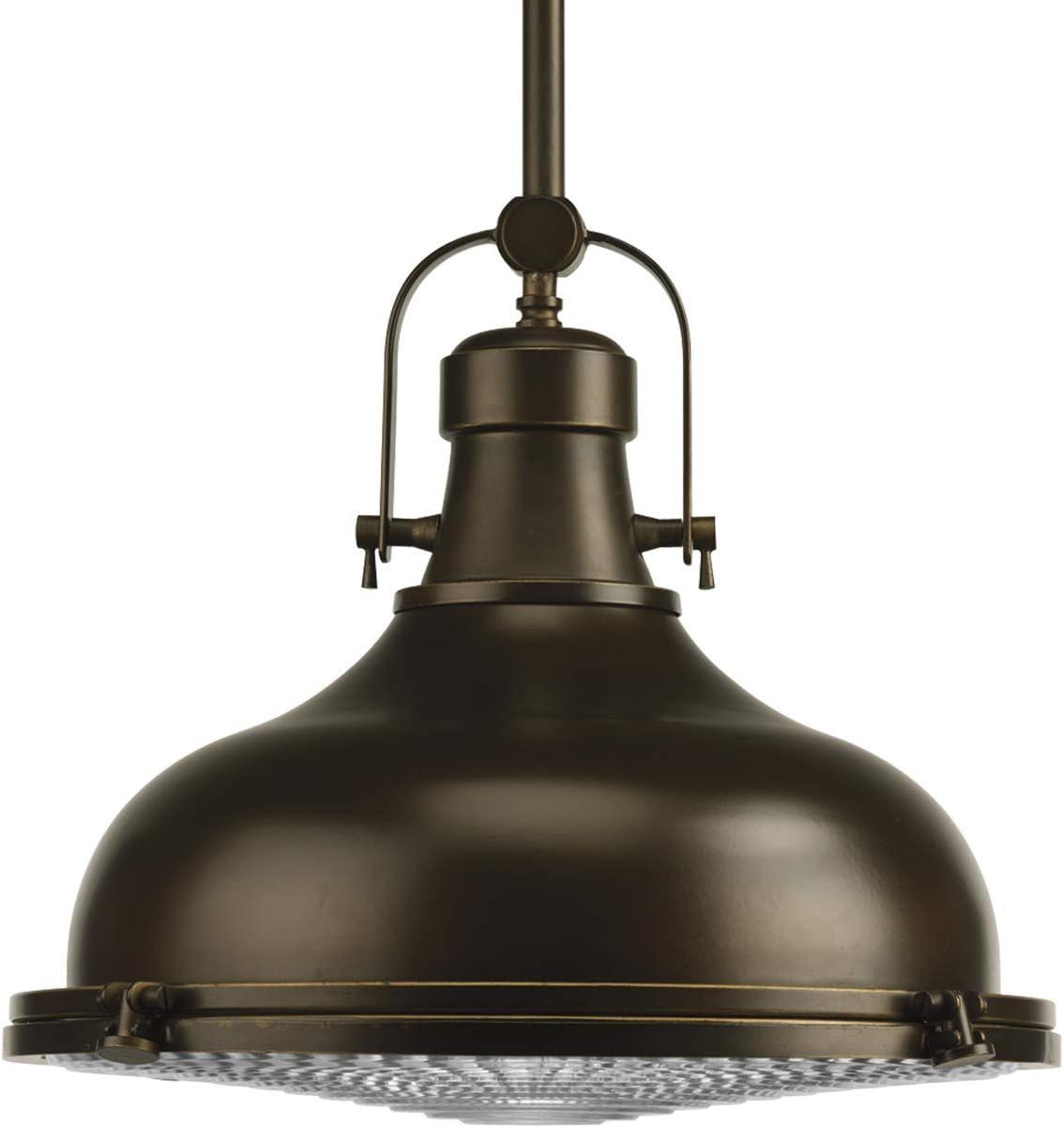 Oil Rubbed Bronze Industrial Pendant with Prismatic Glass Shade