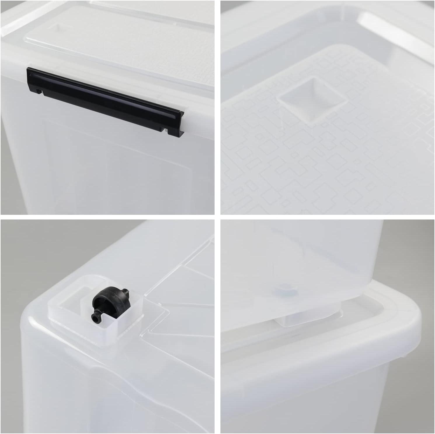 Ggbin 70 Quart Plastic Storage Bins with Wheels, Large Latching Storage Box, 4-Pack