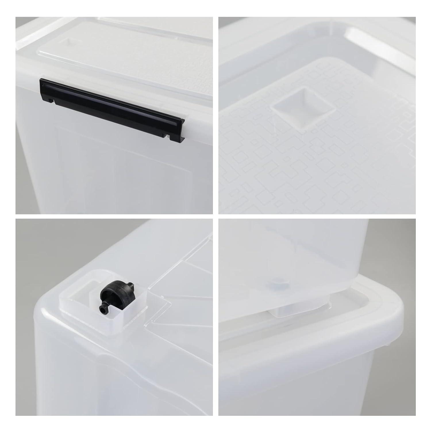Ggbin 70 Quart Plastic Storage Bins with Wheels, Large Latching Storage Box, 4-Pack