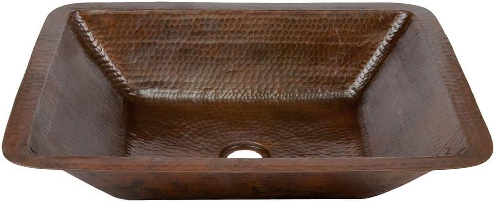 19" Rectangle Under Counter Hammered Copper Bathroom Sink