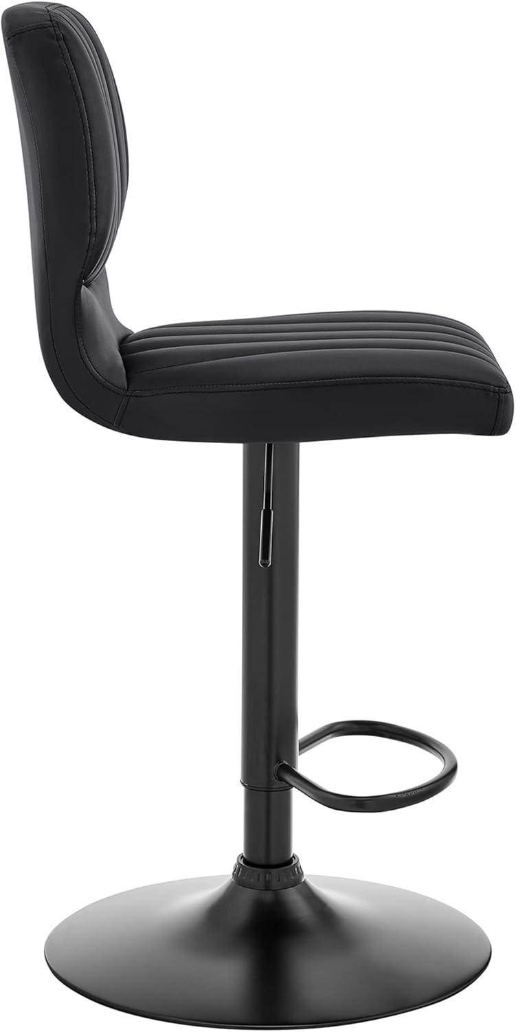 21 Inch Metal and Leatherette Swivel Bar Stool, Black - Saltoro Sherpi