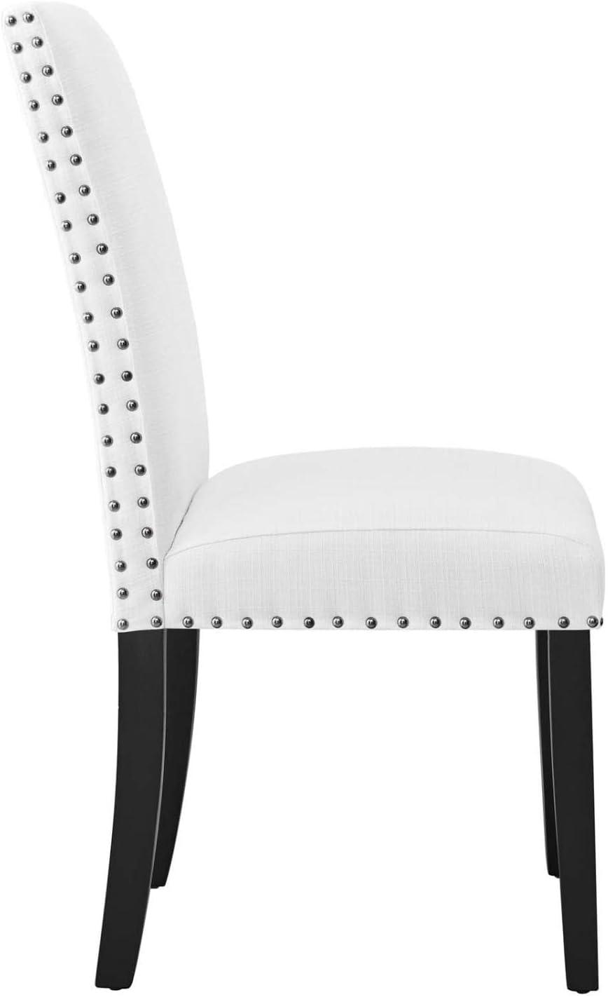 Modway Parcel Wood and Upholstered Fabric Dining Side Chair in White