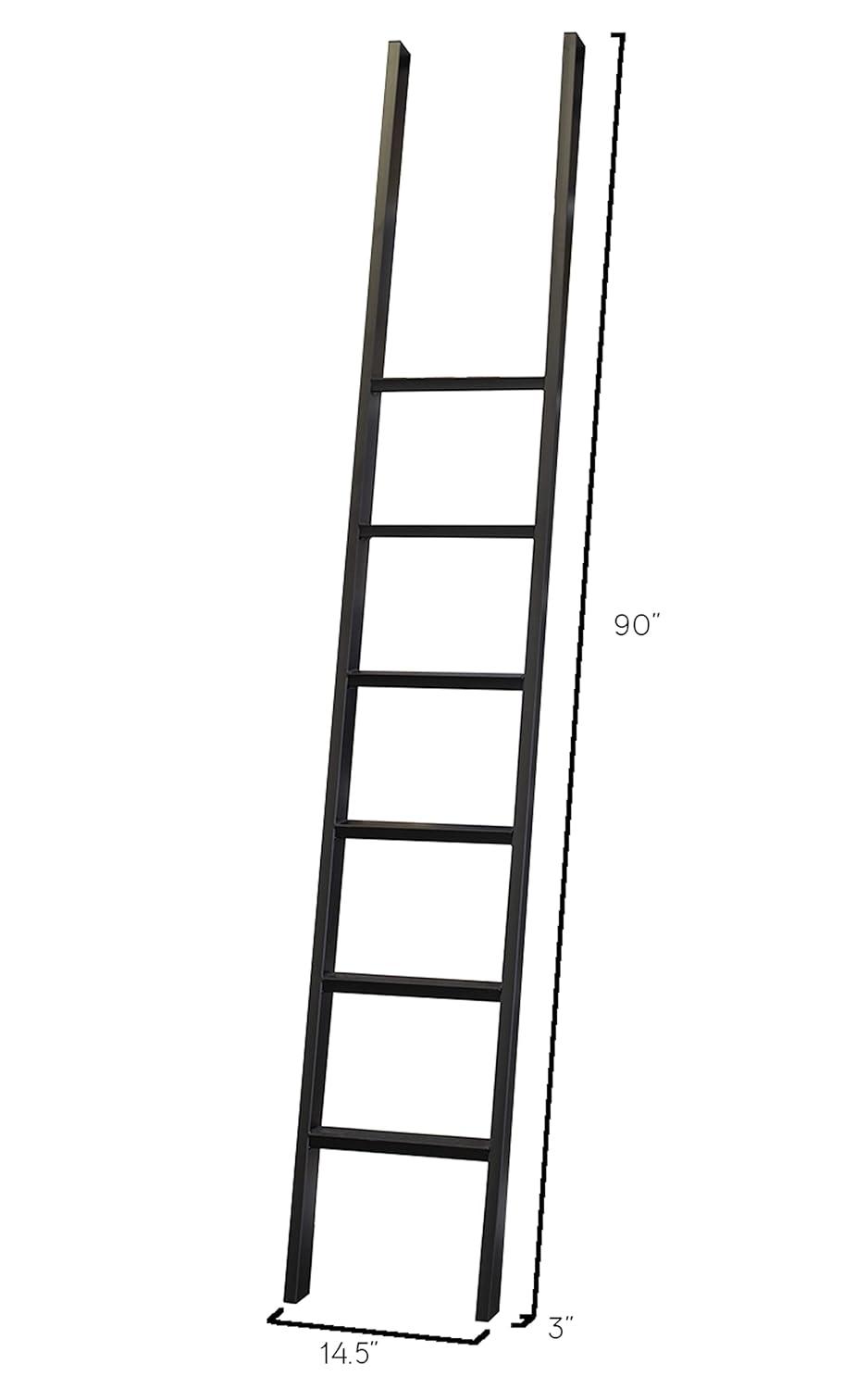 Traditional 8' Tall Wood Bookcase Wall With Ladder Aged Office Bookcases Black