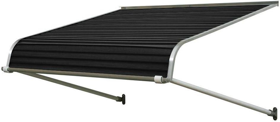 Black Aluminum Door Canopy with Support Arms, 48-In x 42-In