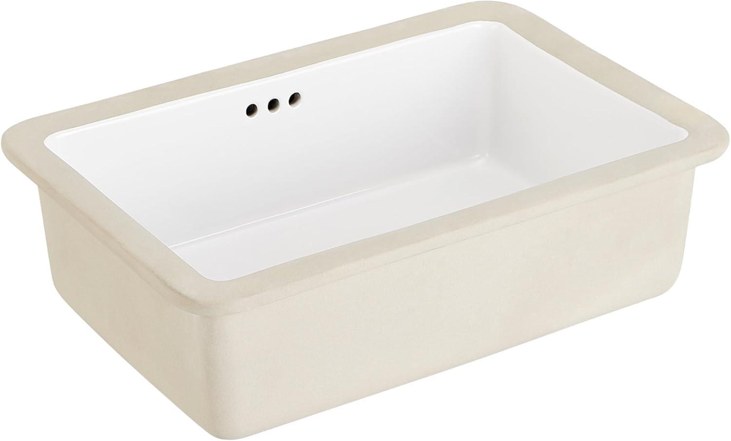 Destin 18" White Ceramic Rectangular Undermount Bathroom Sink