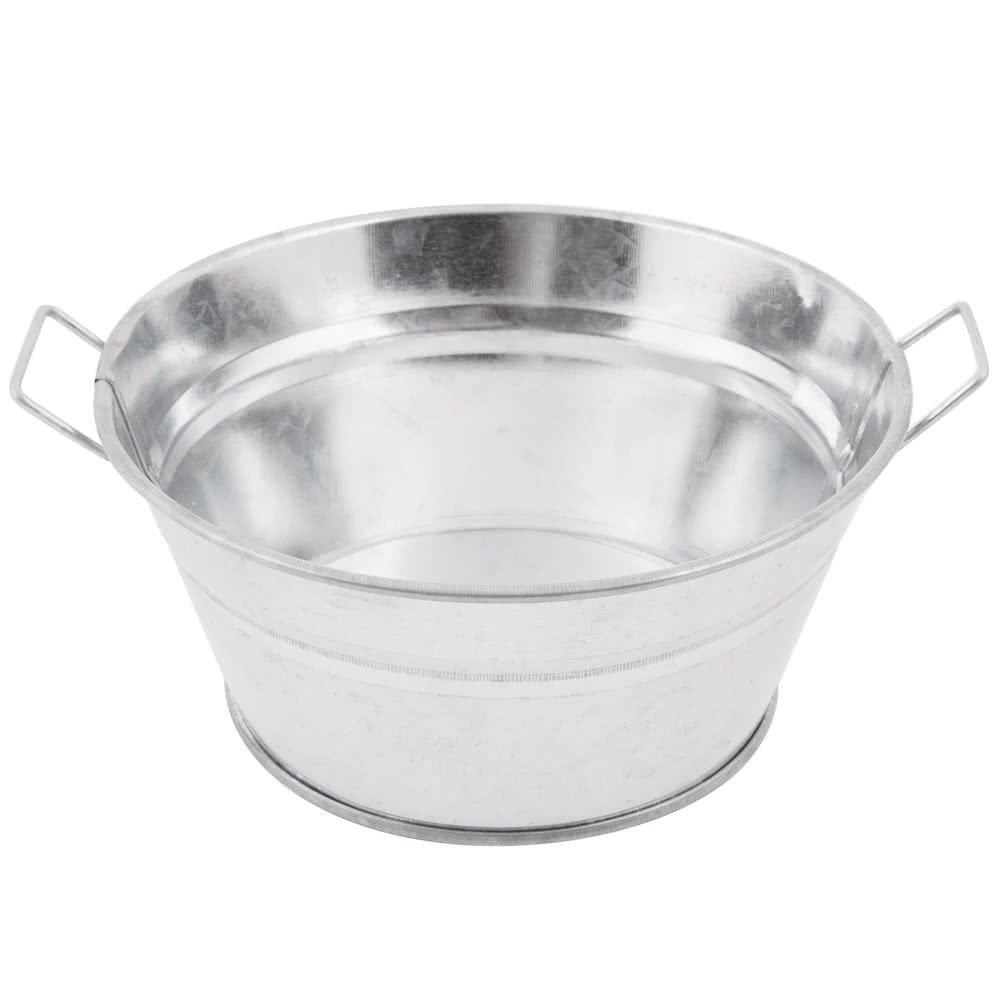 Silver Galvanized Steel Round Tub with Handles