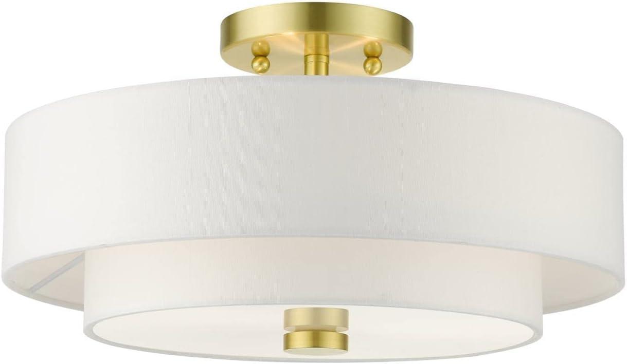 Livex Lighting Meridian 3 - Light Semi-Flush Mount in  Satin Brass