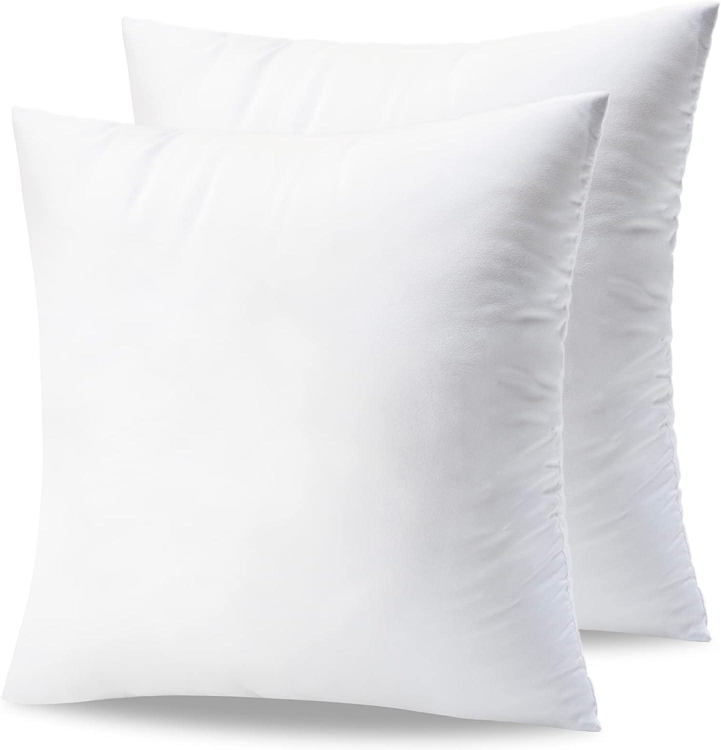 20" x 20" White Cotton Hypoallergenic Pillow Inserts, Set of 2