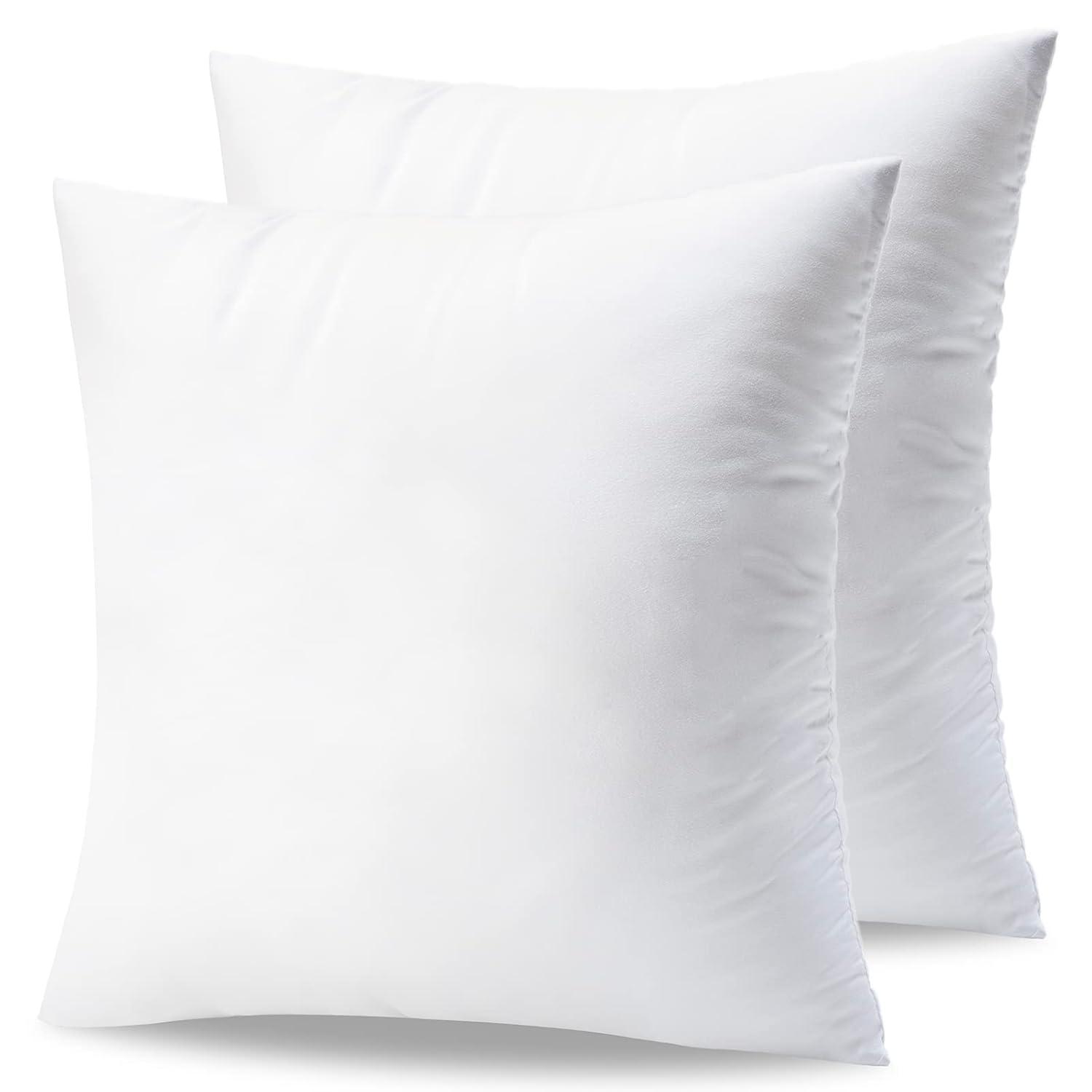 THROW PILLOW, SOFA PILLOW, OUT DOOR PILLOW, COUCH PILLOW, BEDDING PILLOW Inserts (Set of 2, White), 18x18 Inches - Lightweight Fillers for Sofa, Bed, and Home Décor (18x18 Inch (Pack of 2)