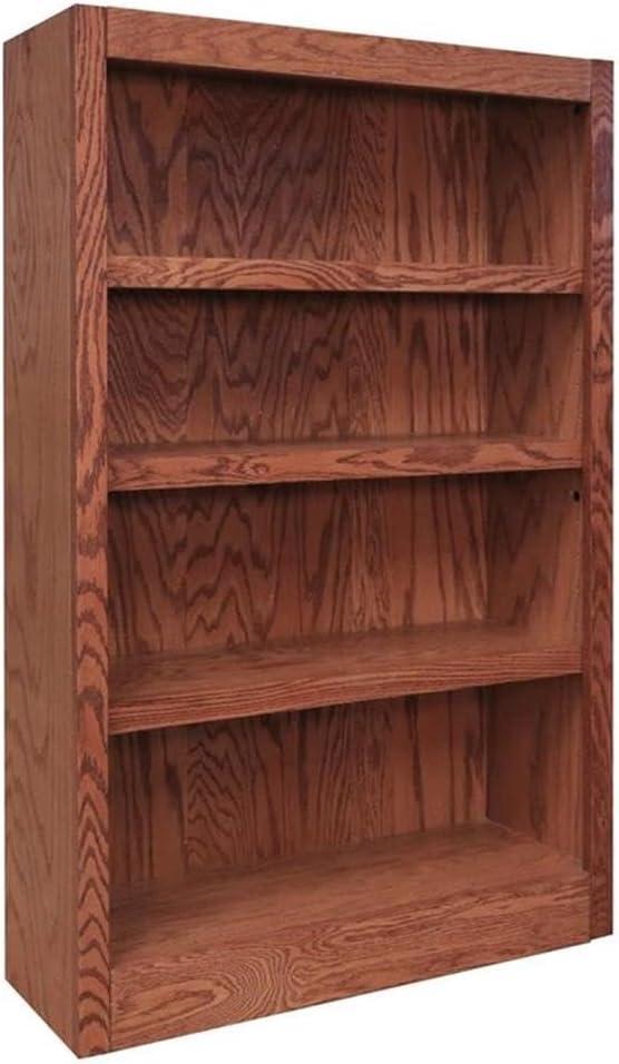 Traditional 48" Tall 4-Shelf Wood Bookcase in Dry Oak