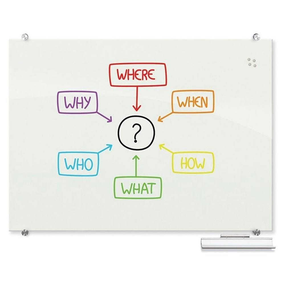 MooreCo Visionary Magnetic Wall Mounted Glass Dry Erase Board